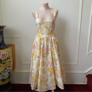 Wayf Floral Corset Midi Dress